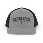 God Is Good Trucker Cap – Faith-Based Snapback Hat with Cross