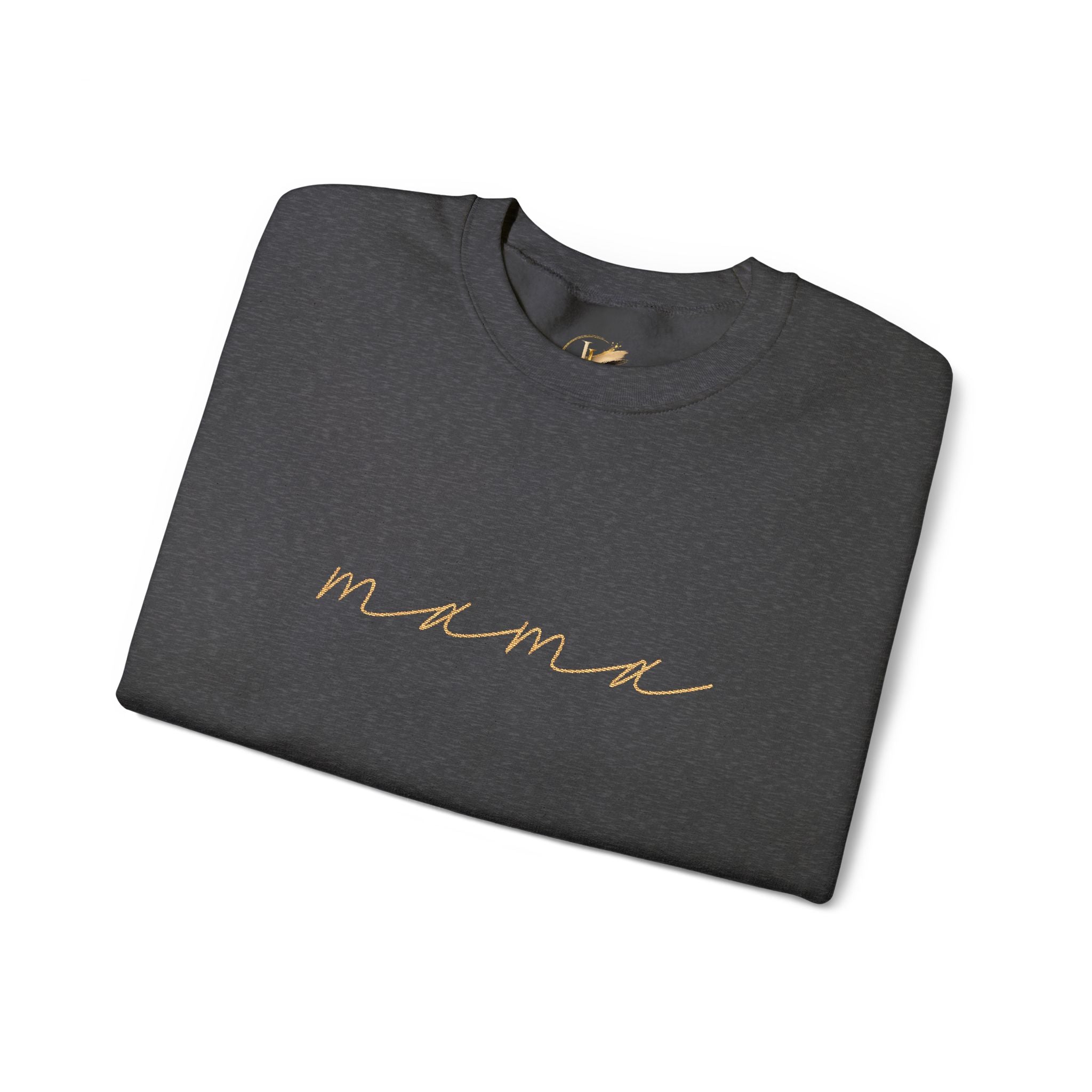 Mama Embroidery Crewneck Sweatshirt — Minimal Rose Gold Script