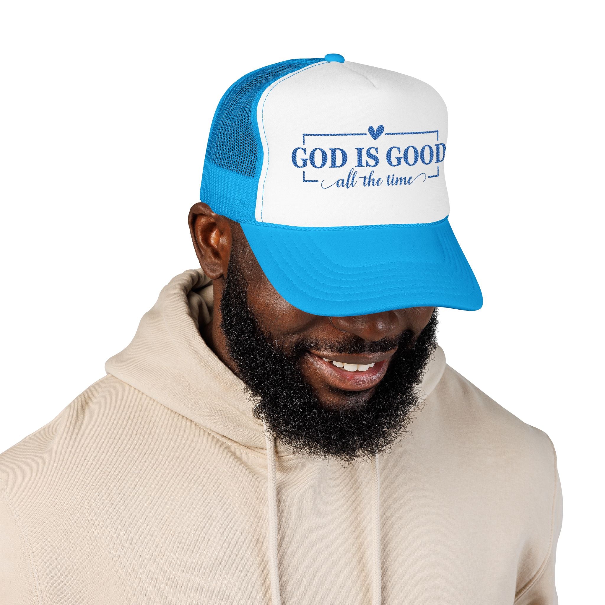 God Is Good Trucker Hat — Royal Blue Design