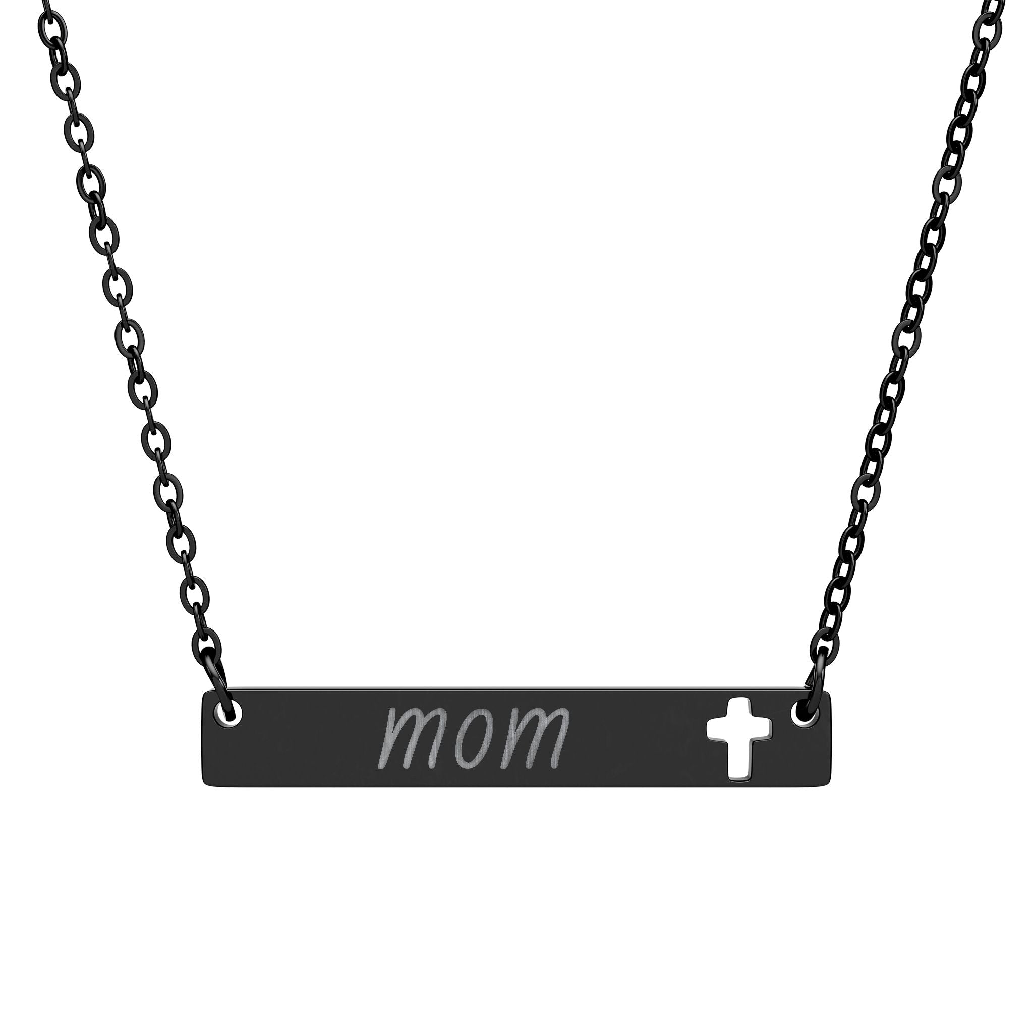 Custom Engravable Cutout Cross Bar Necklace — Personalized Jewelry