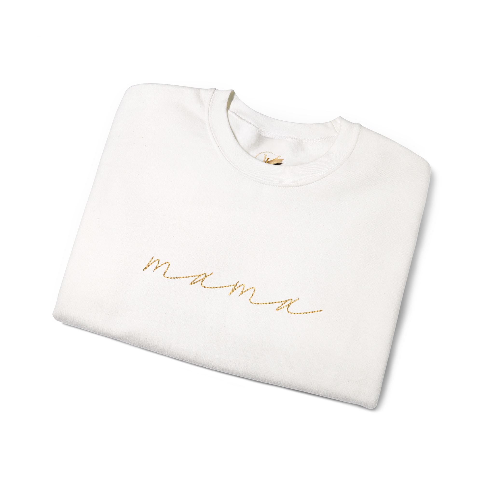 Mama Embroidery Crewneck Sweatshirt — Minimal Rose Gold Script