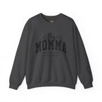 Customized Momma, Gigi, Grammy, Grandma, Mama, Mom, or Nana  Crewneck Sweatshirt – “This ….. Wears Her Heart on Her Sleeve” Cozy Pullover