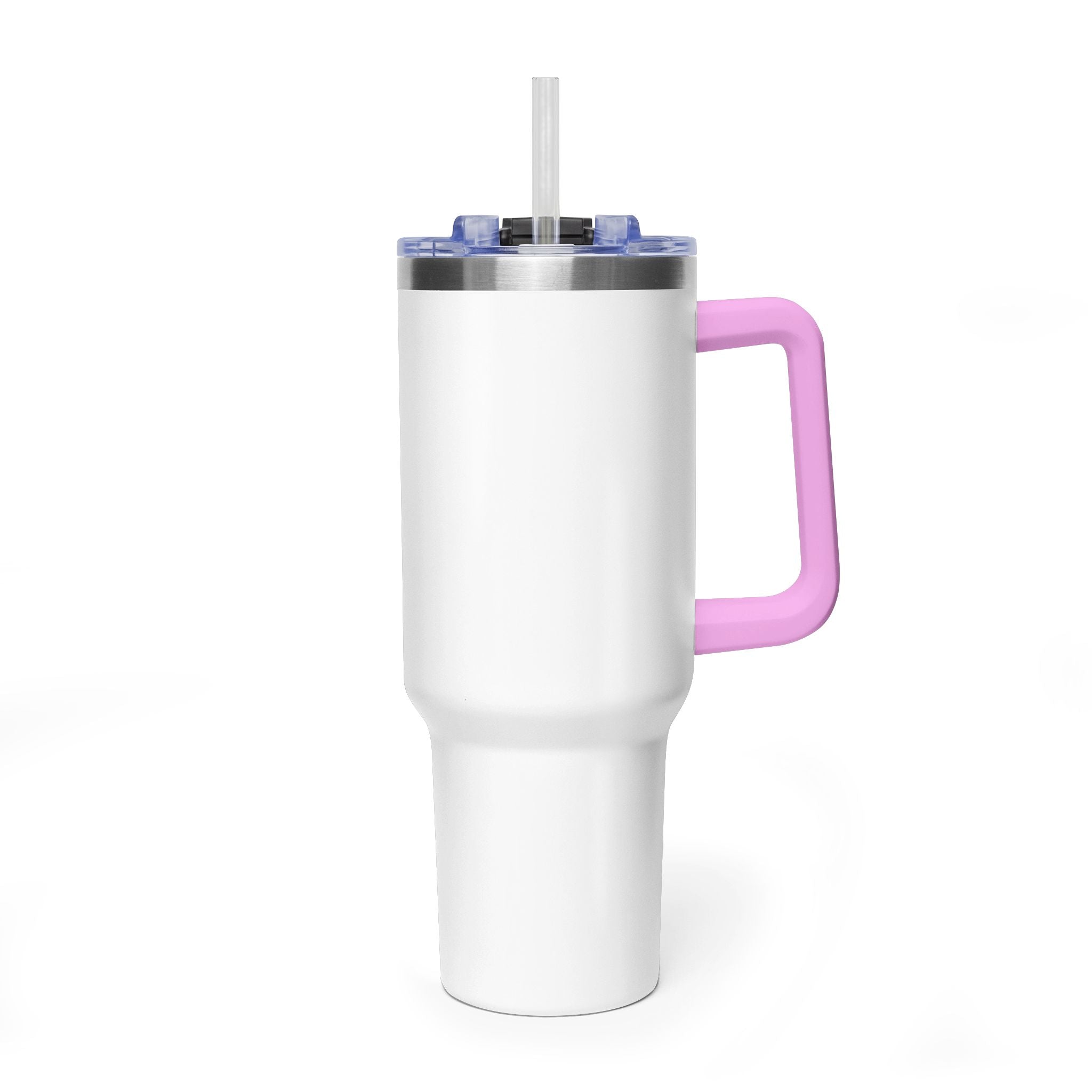 Custom 40oz Vacuum Tumbler – White Tumbler with colorful handle