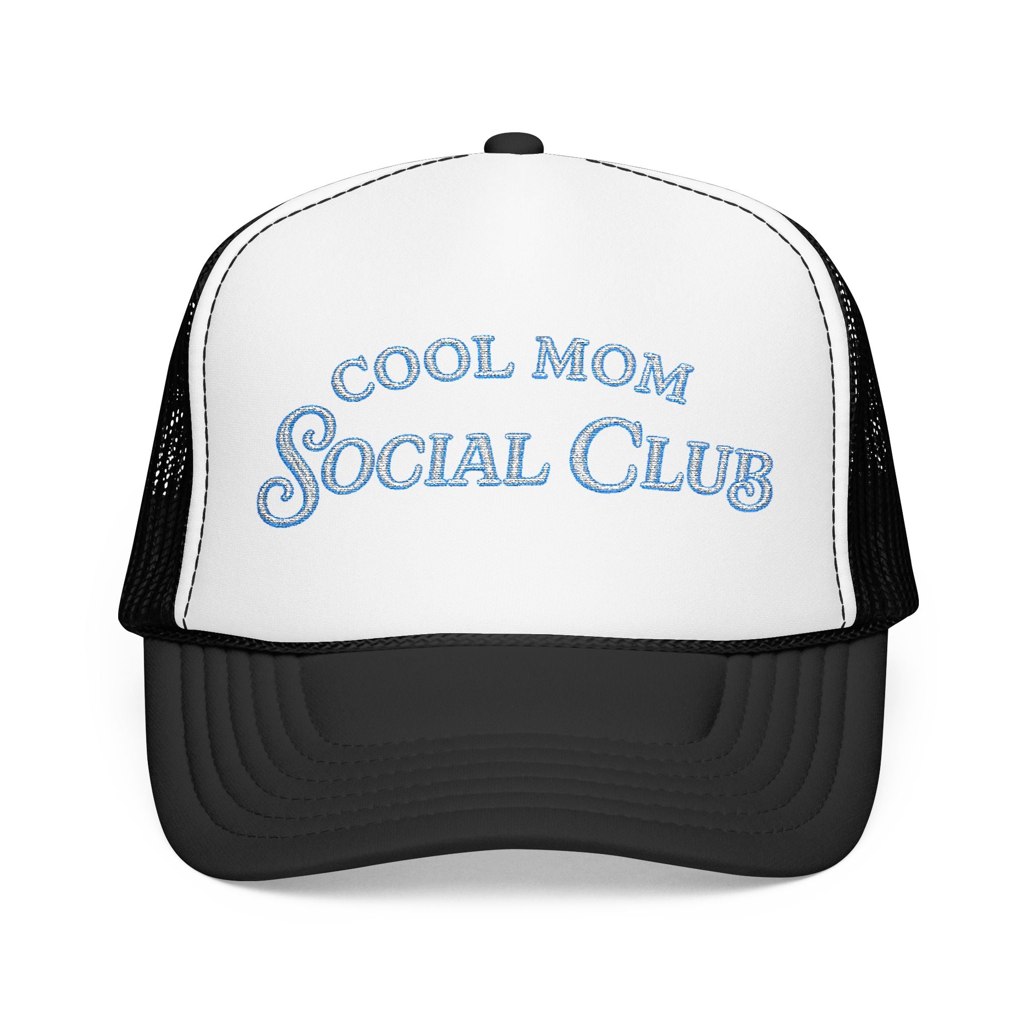 Cool Mom Social Club Trucker Hat — Embroidered Foam Mesh Cap for Stylish Moms