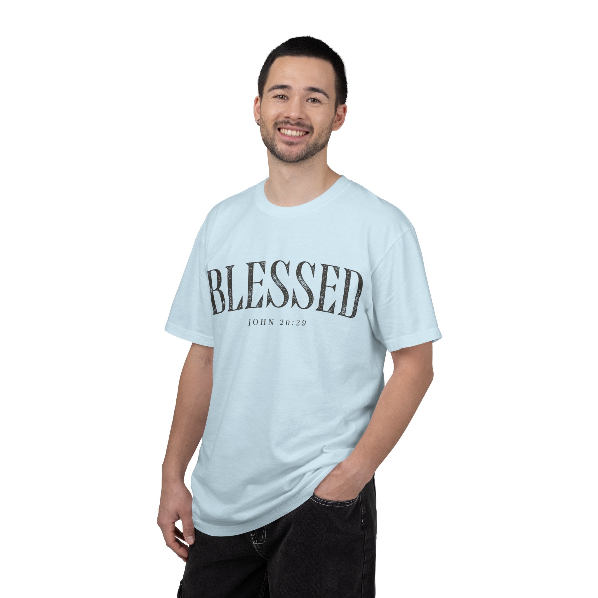 Blessed Christian T-Shirt — 'BLESSED' with John 20:25 Scripture Tee