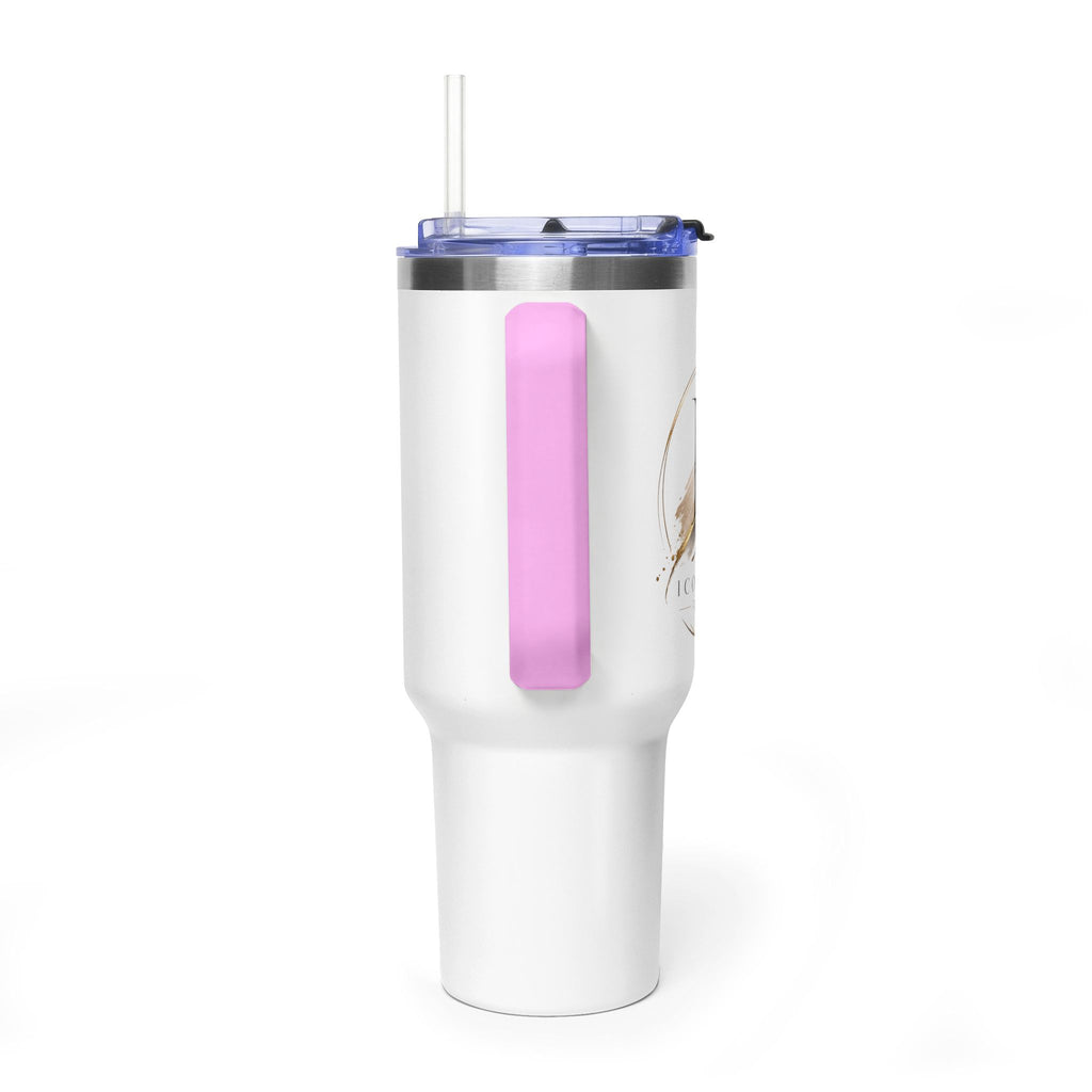 Custom 40oz Vacuum Tumbler – White Tumbler with colorful handle
