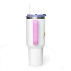 Custom 40oz Vacuum Tumbler – White Tumbler with colorful handle