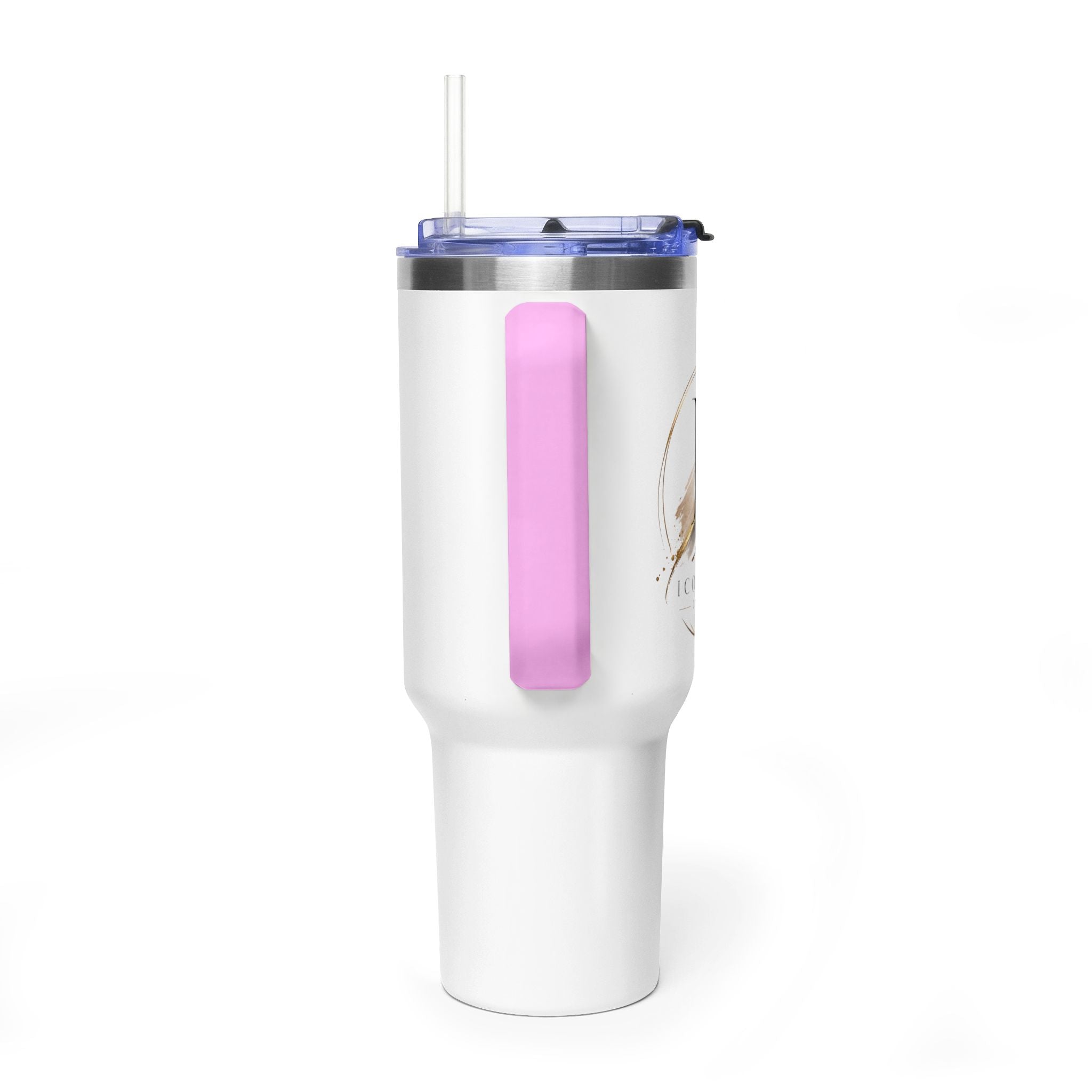 Custom 40oz Vacuum Tumbler – White Tumbler with colorful handle