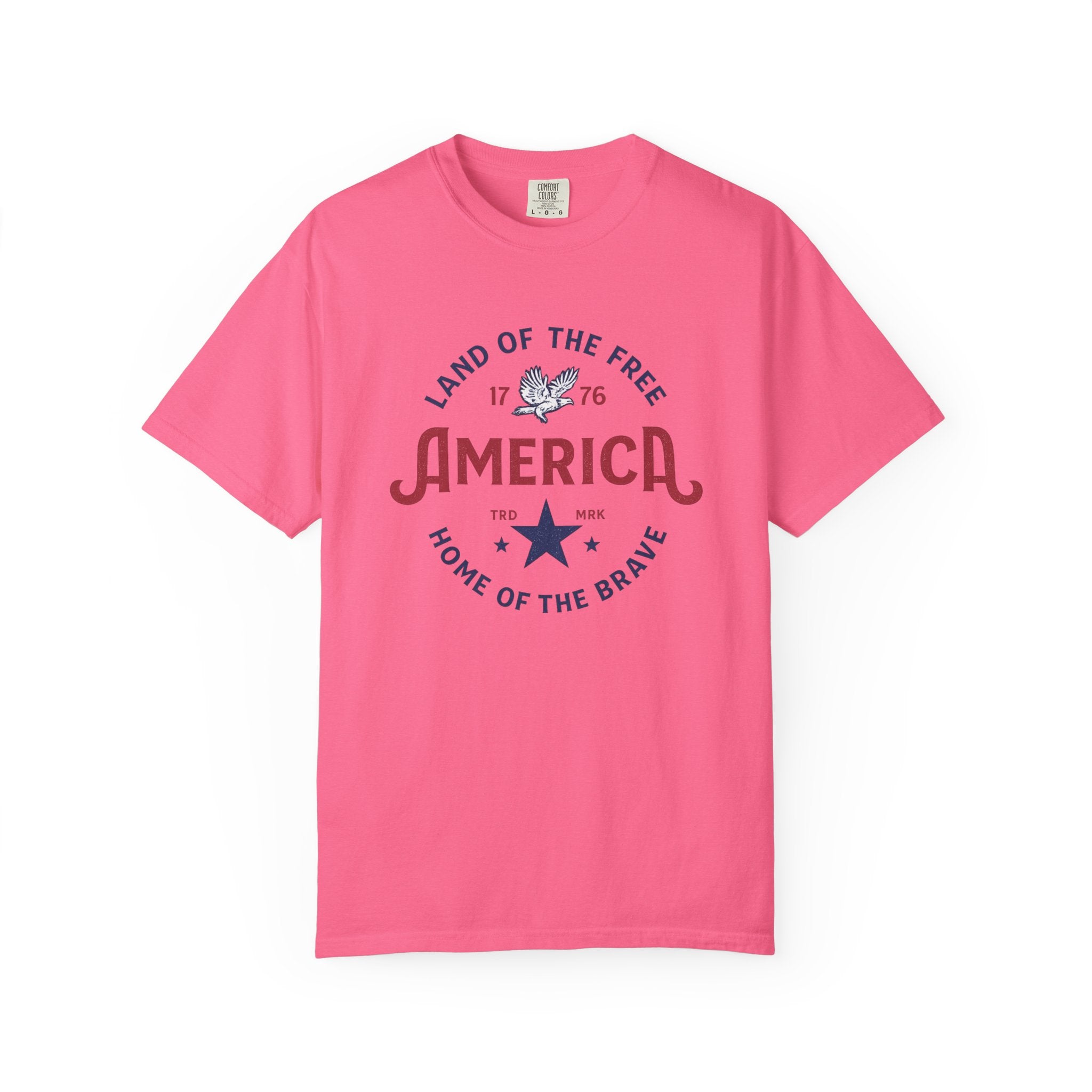 America Land of the Free Graphic T-Shirt — Patriotic 1776 Home of the Brave Tee
