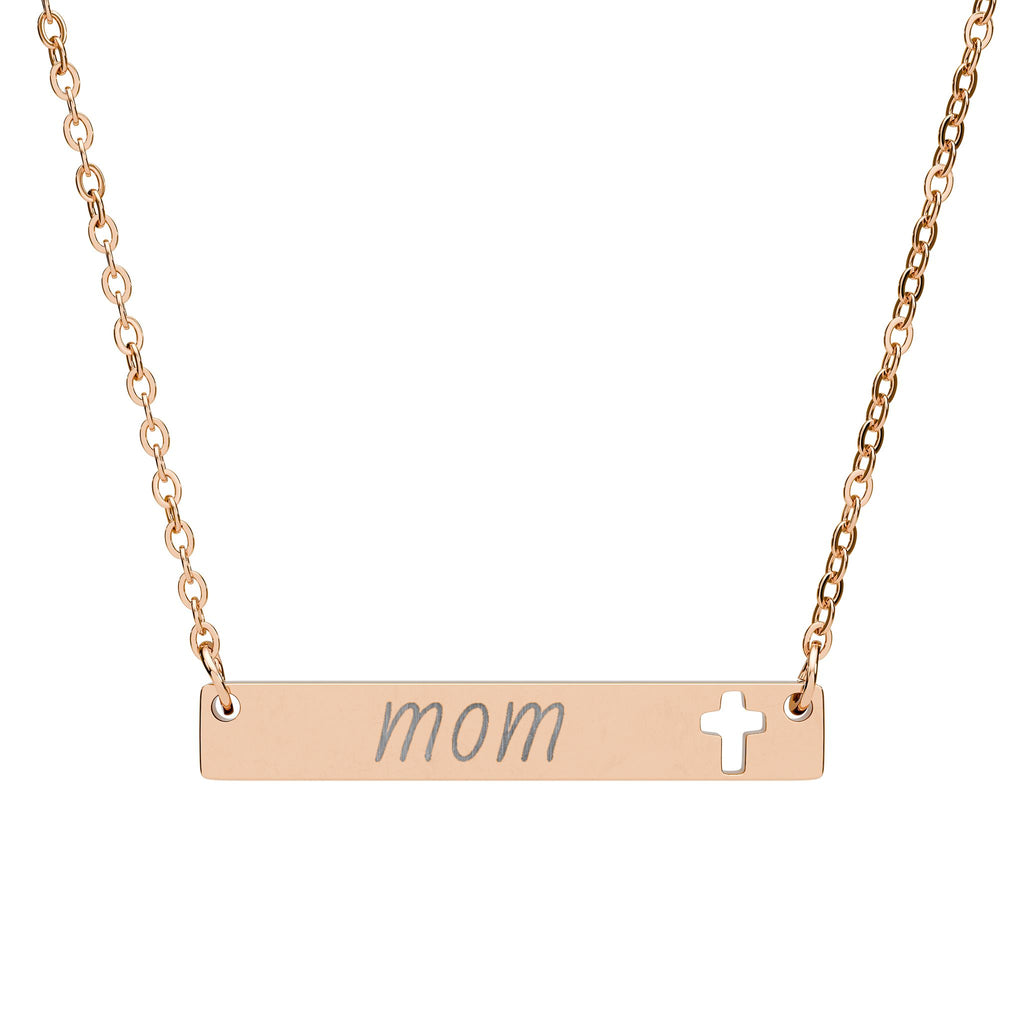 Custom Engravable Cutout Cross Bar Necklace — Personalized Jewelry