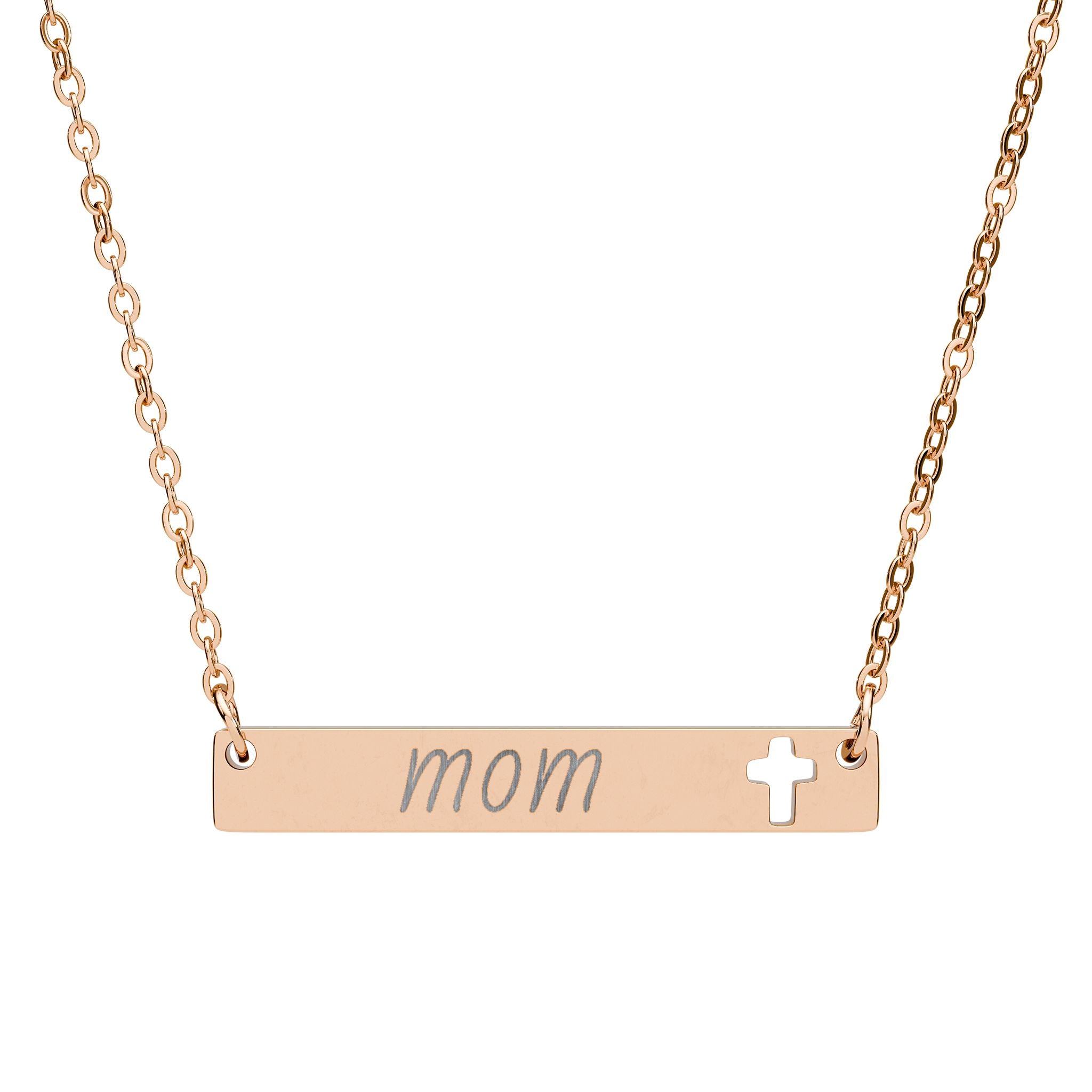 Custom Engravable Cutout Cross Bar Necklace — Personalized Jewelry