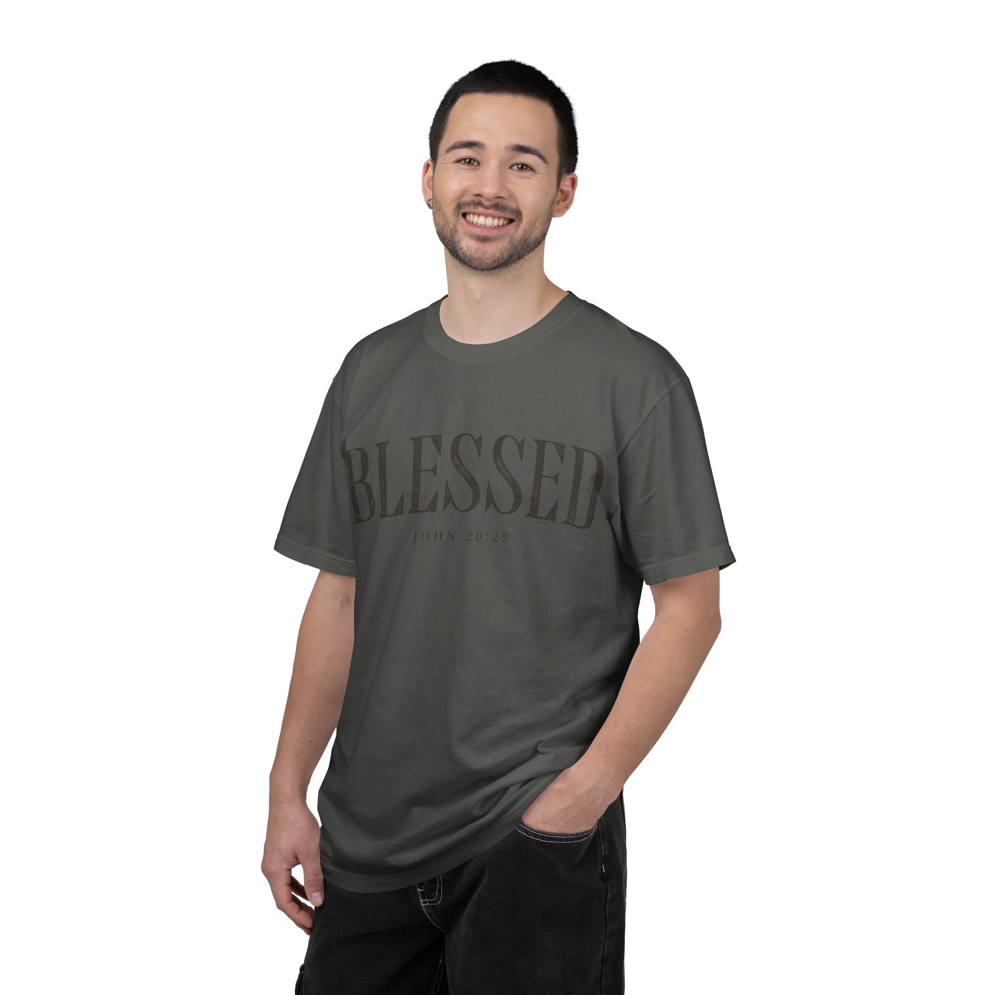 Blessed Christian T-Shirt — 'BLESSED' with John 20:25 Scripture Tee