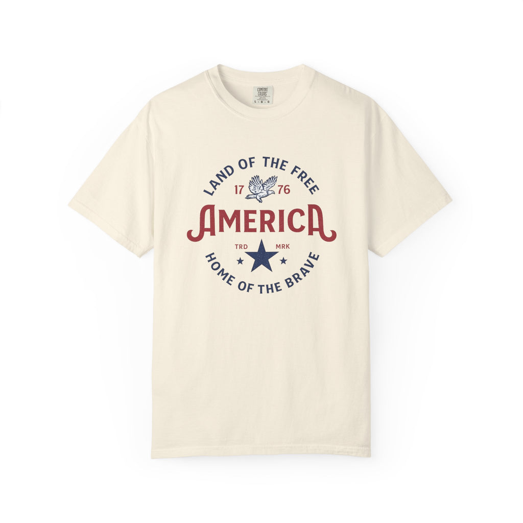 America Land of the Free Graphic T-Shirt — Patriotic 1776 Home of the Brave Tee