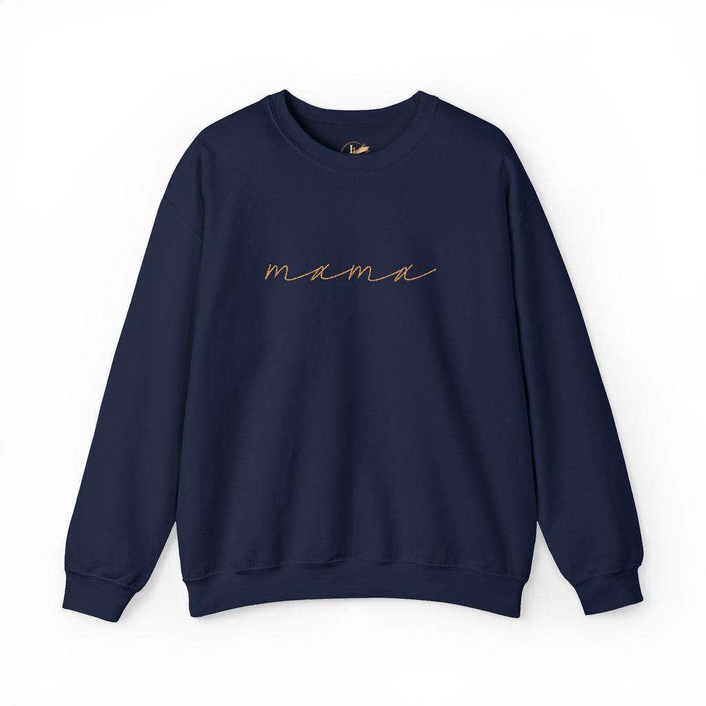 Mama Embroidery Crewneck Sweatshirt — Minimal Rose Gold Script
