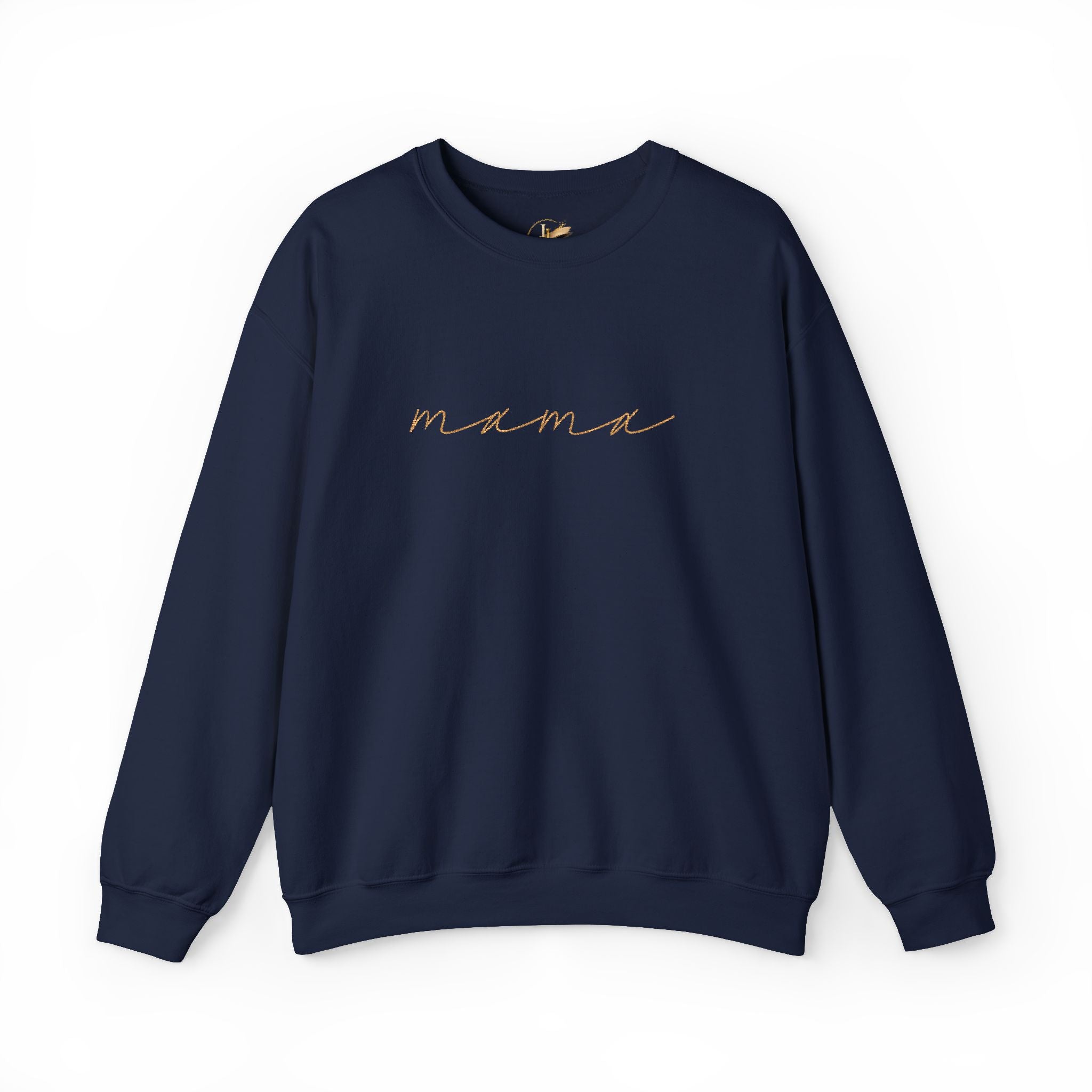 Mama Embroidery Crewneck Sweatshirt — Minimal Rose Gold Script