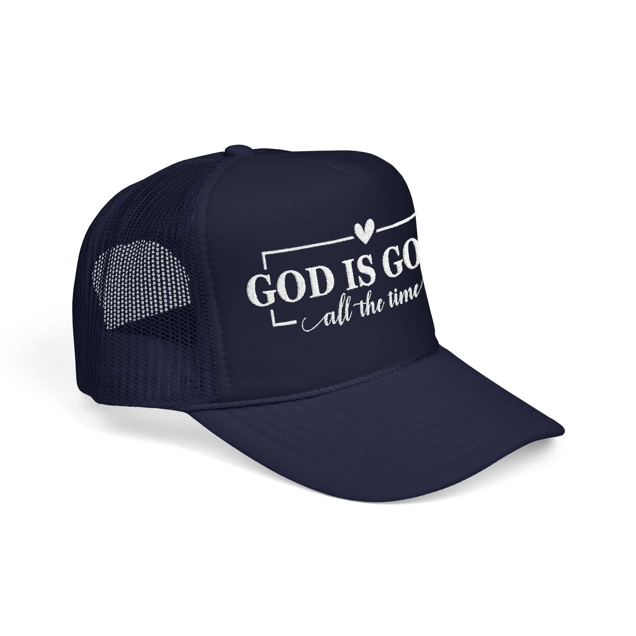 God Is Good Trucker Hat — White Design