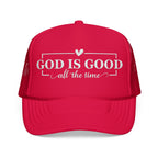 God Is Good Trucker Hat — White Design