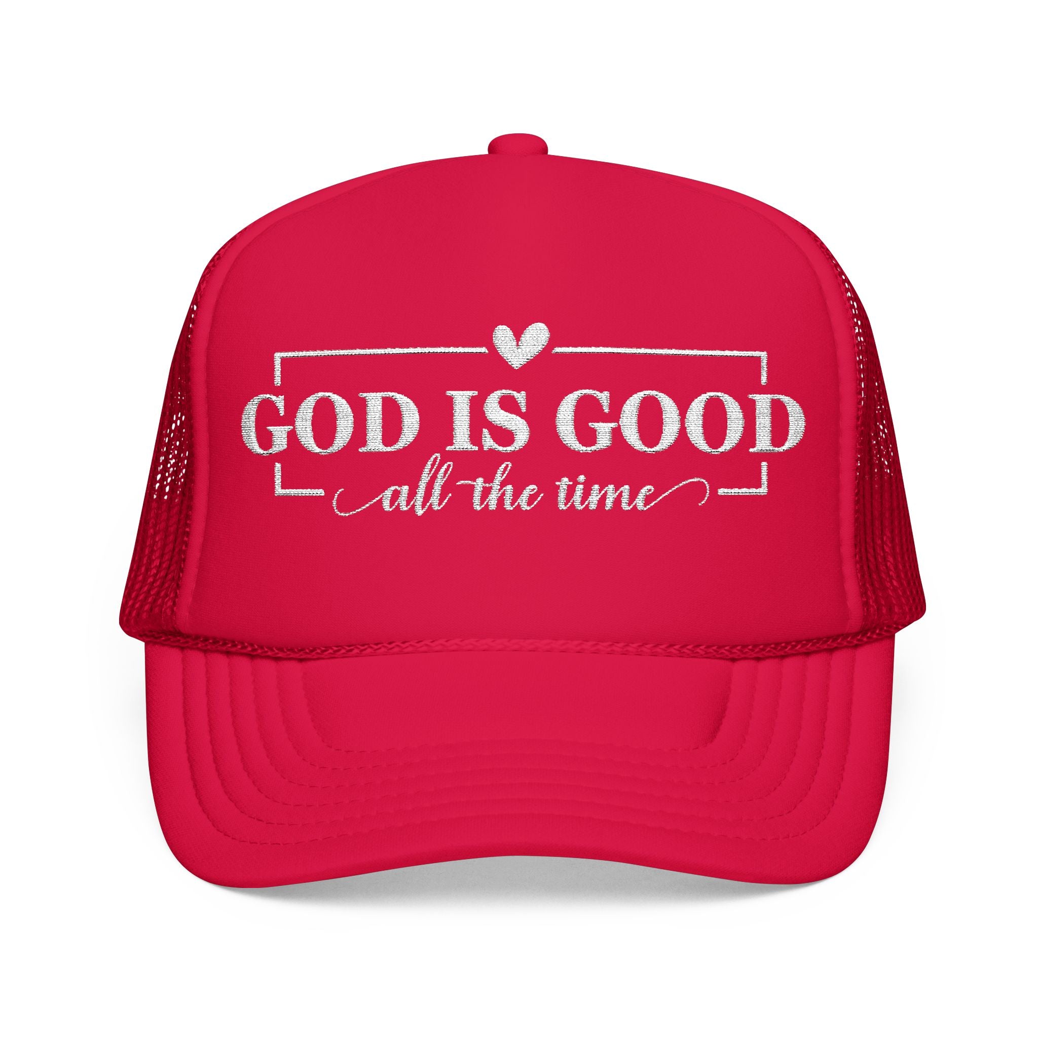 God Is Good Trucker Hat — White Design