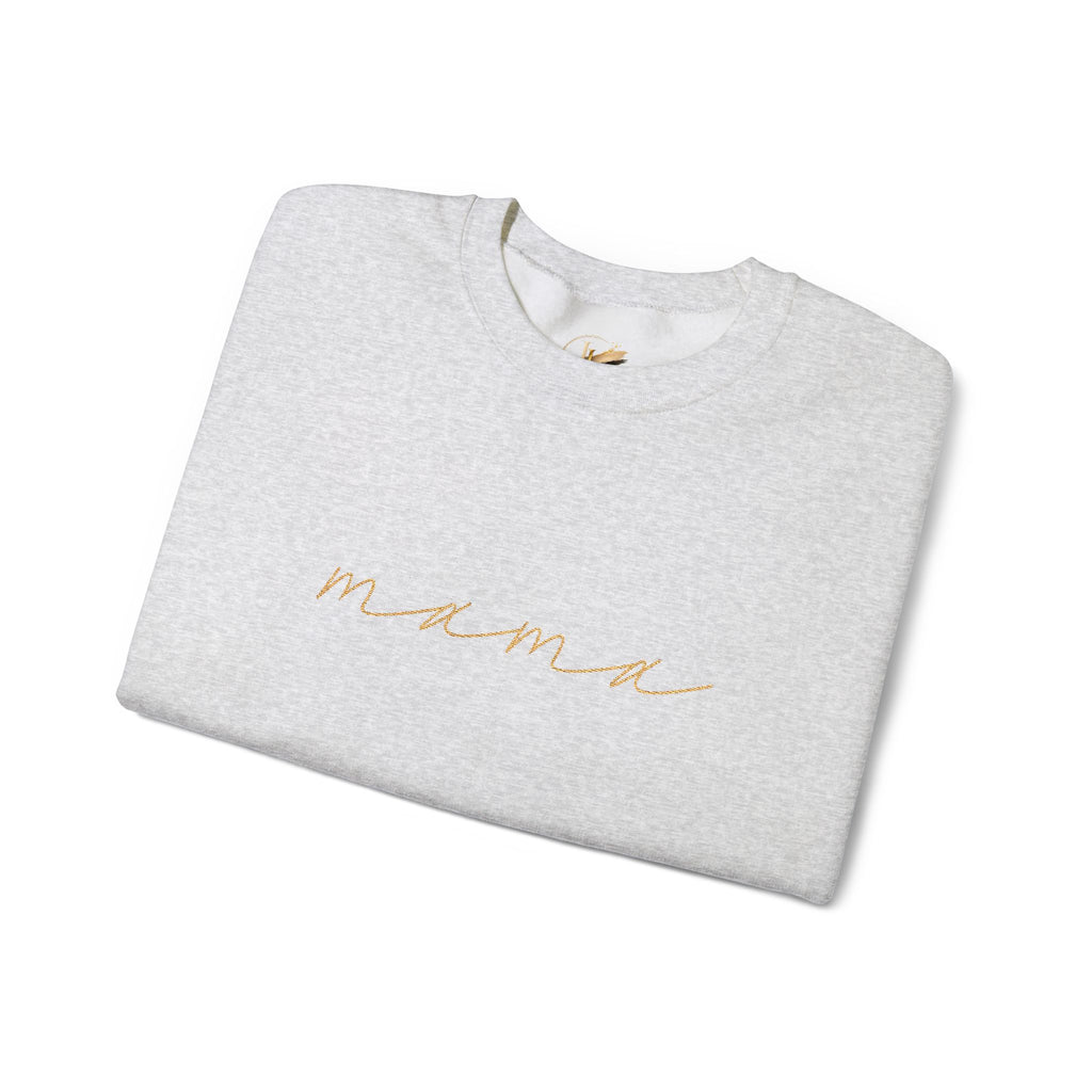 Mama Embroidery Crewneck Sweatshirt — Minimal Rose Gold Script