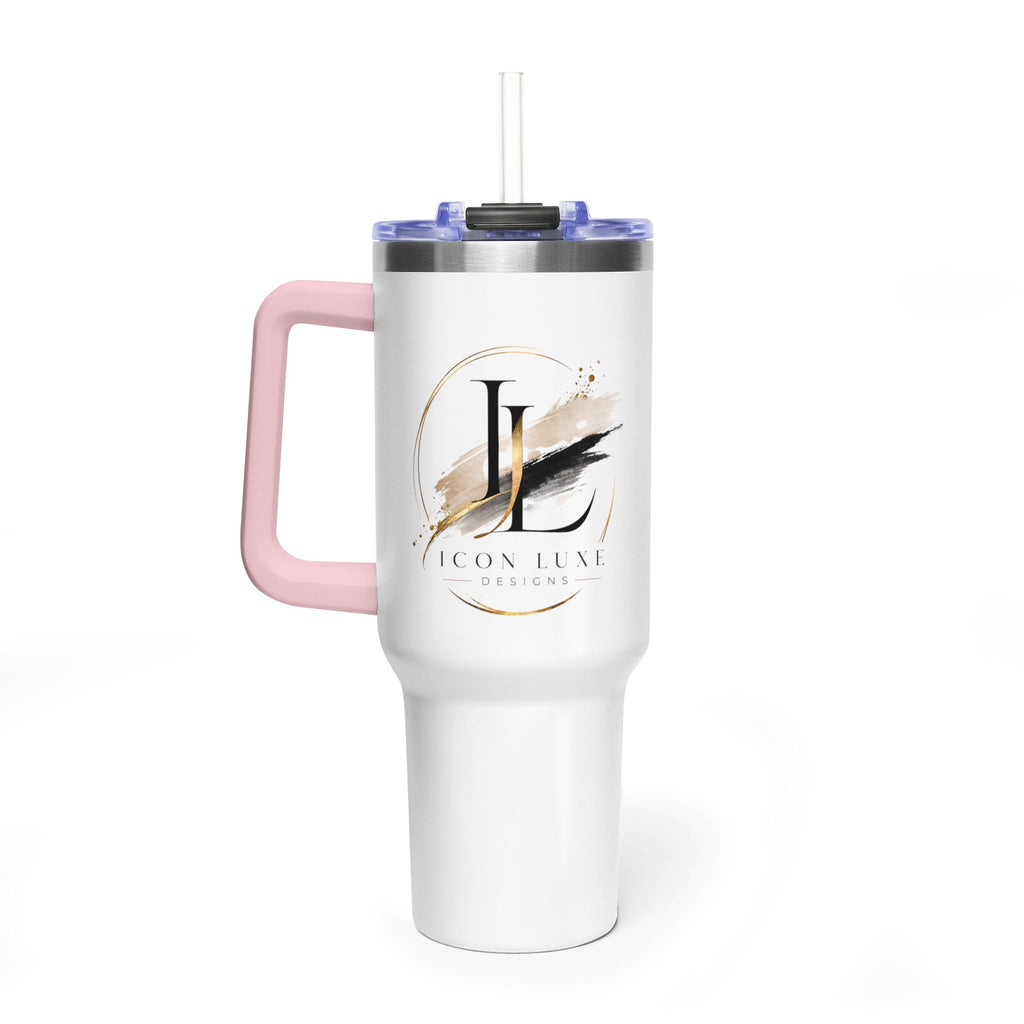Custom 40oz Vacuum Tumbler – White Tumbler with colorful handle