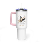 Custom 40oz Vacuum Tumbler – White Tumbler with colorful handle