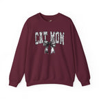 Cat Mom Crewneck Sweatshirt — Floral Lettering with Bow