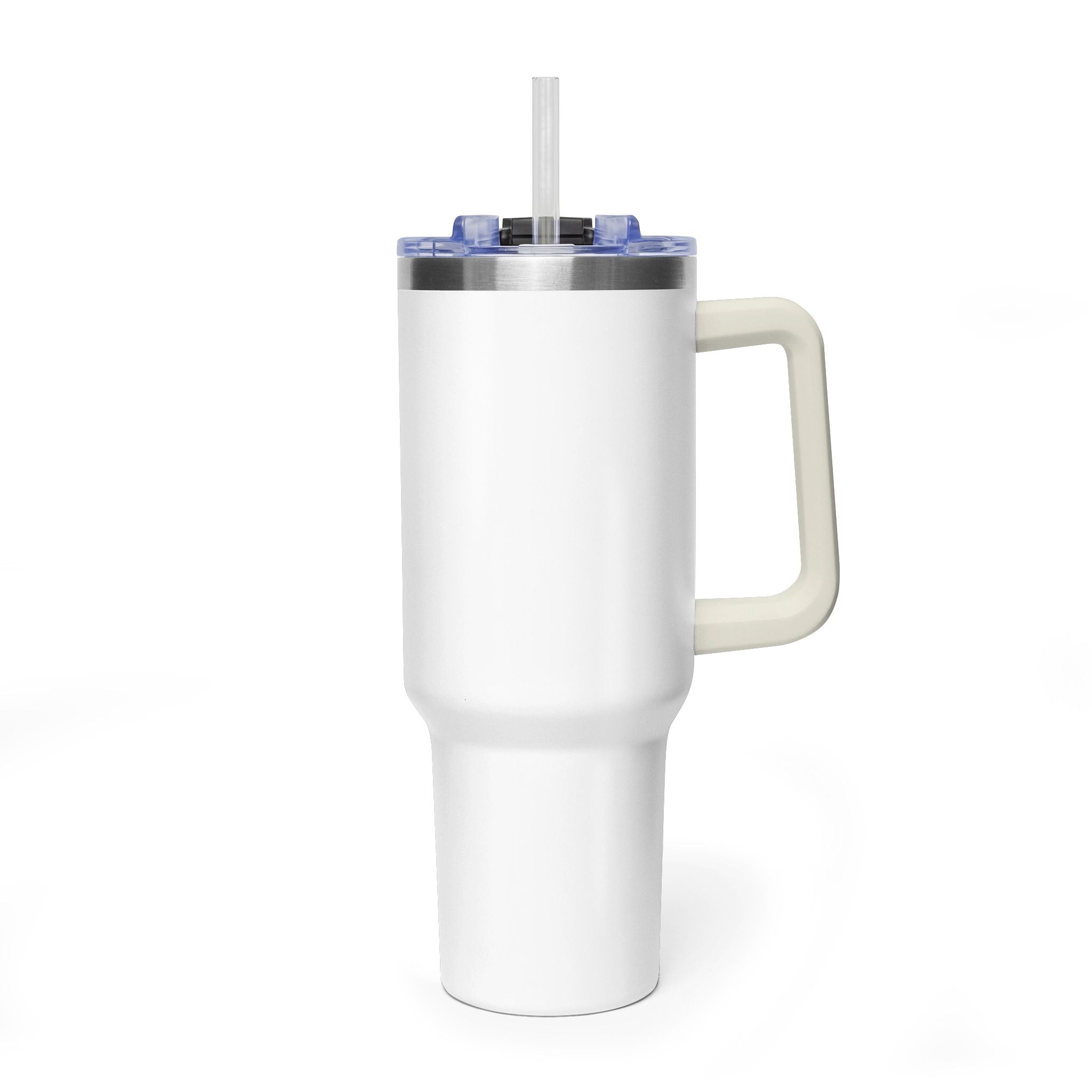 Custom 40oz Vacuum Tumbler – White Tumbler with colorful handle