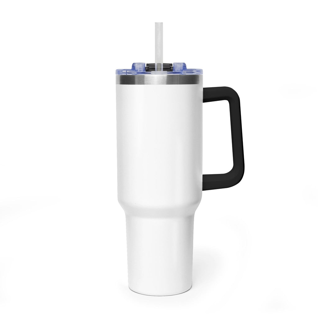 Custom 40oz Vacuum Tumbler – White Tumbler with colorful handle
