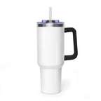 Custom 40oz Vacuum Tumbler – White Tumbler with colorful handle