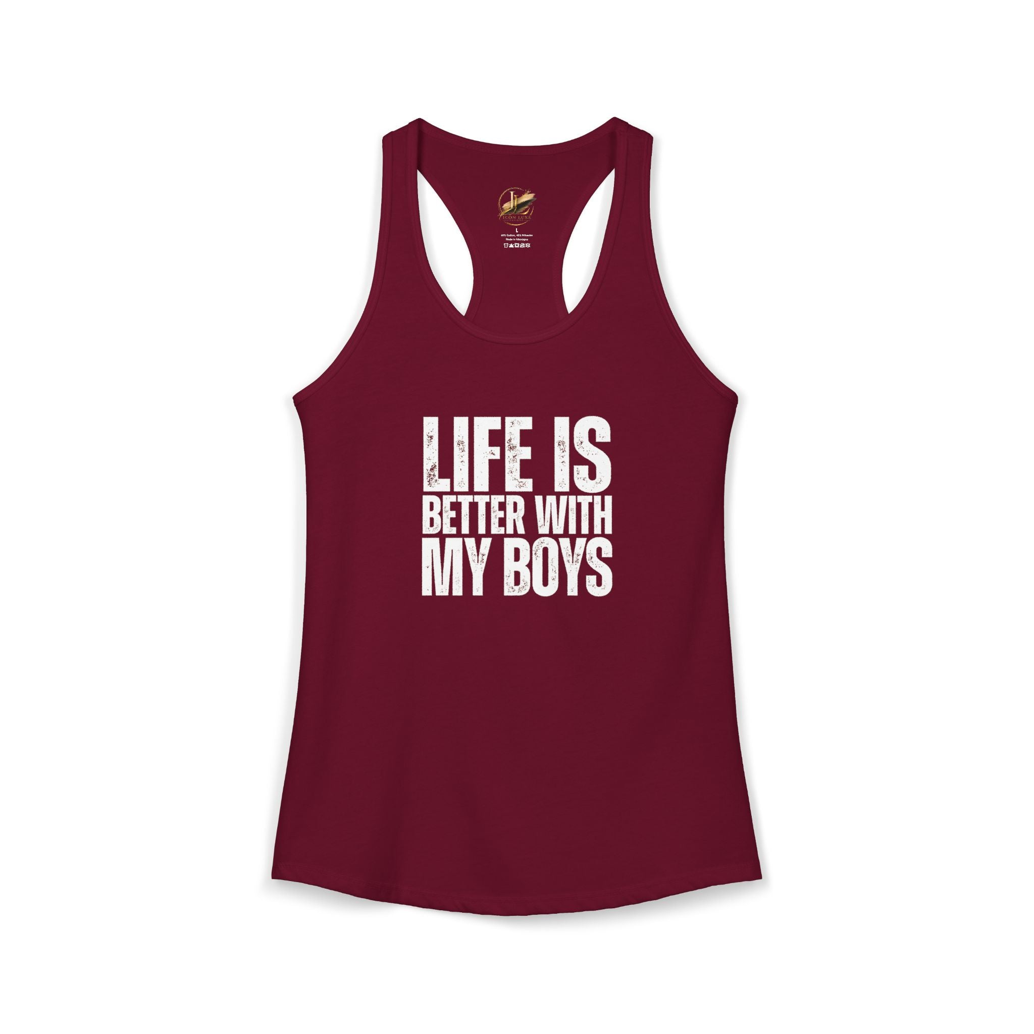 "Life is better with my boys" Mom, Women's Ideal Racerback Tank