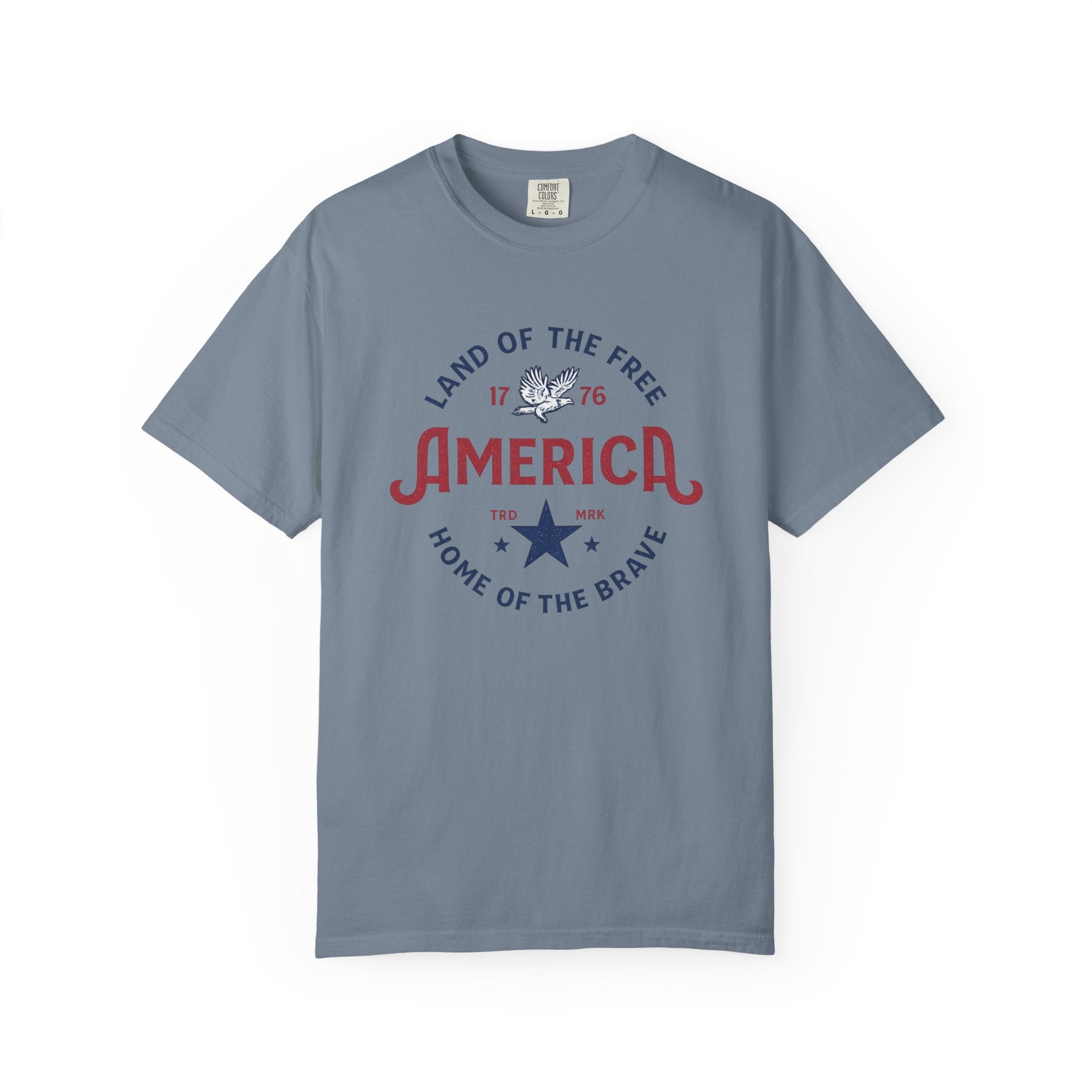 America Land of the Free Graphic T-Shirt — Patriotic 1776 Home of the Brave Tee