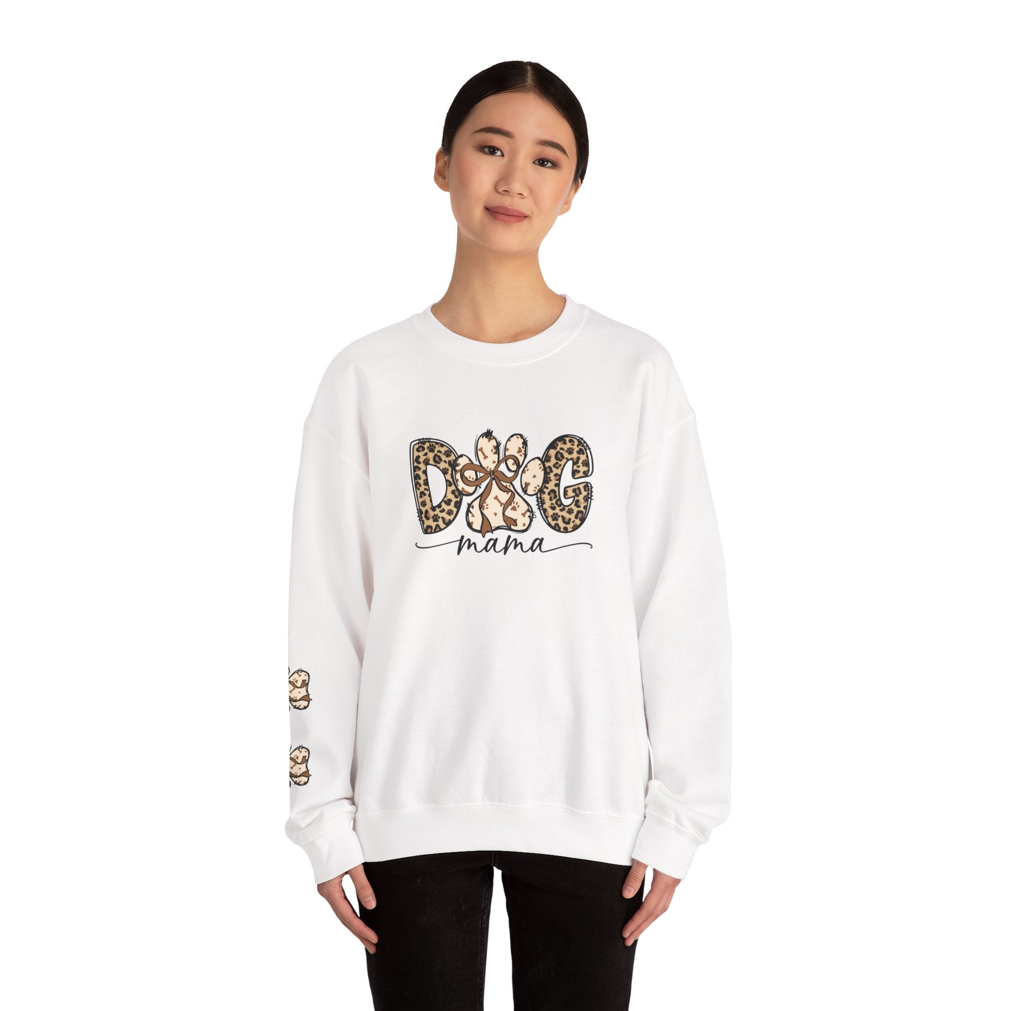 Dog Mama Leopard Print Crewneck Sweatshirt