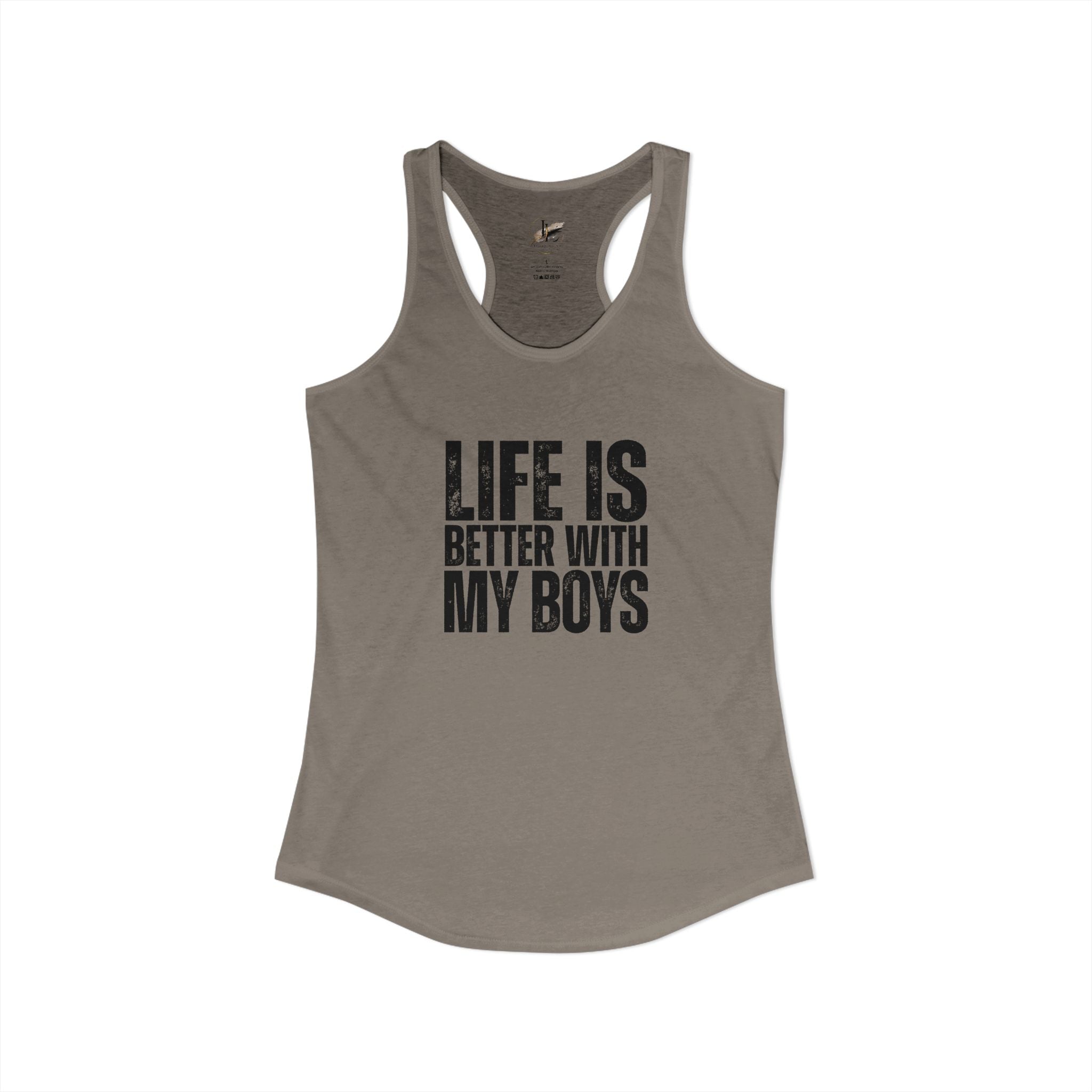 "Life is better with my boys" Mom, Women's Ideal Racerback Tank