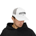 God Is Good Trucker Cap – Faith-Based Snapback Hat with Cross
