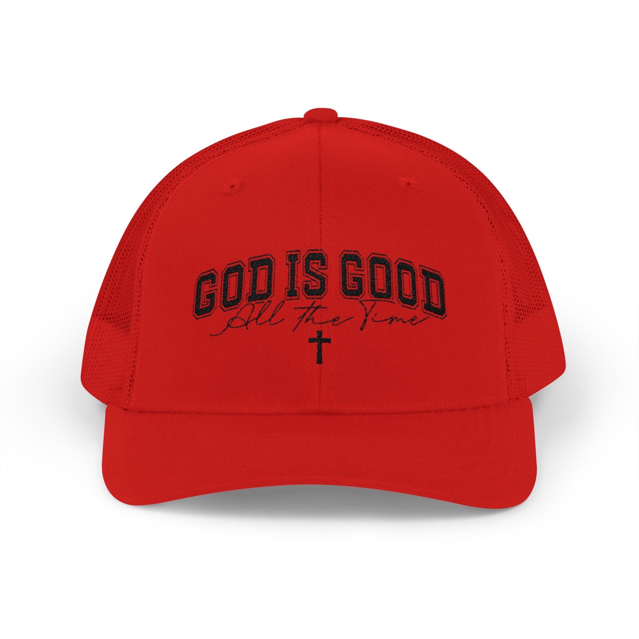 God Is Good Trucker Cap – Faith-Based Snapback Hat with Cross
