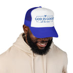 God Is Good Trucker Hat — Royal Blue Design