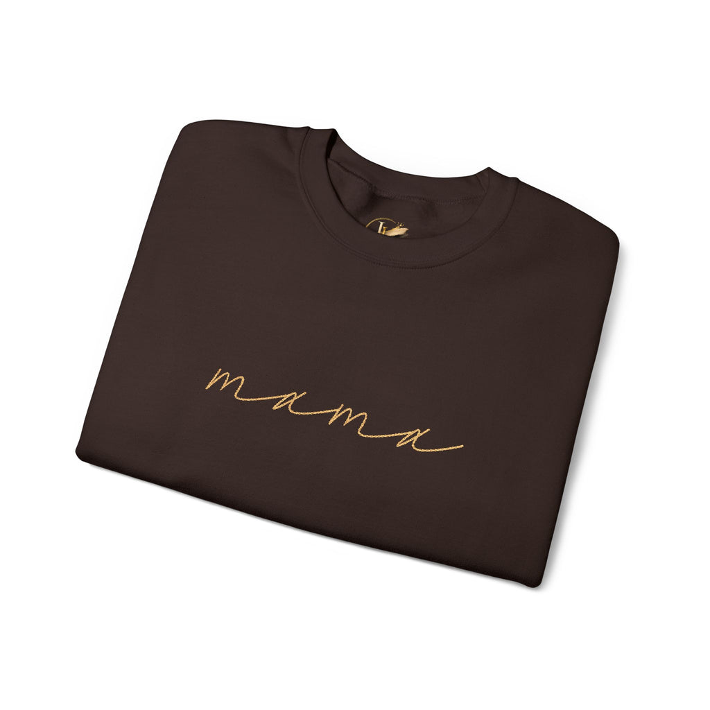 Mama Embroidery Crewneck Sweatshirt — Minimal Rose Gold Script