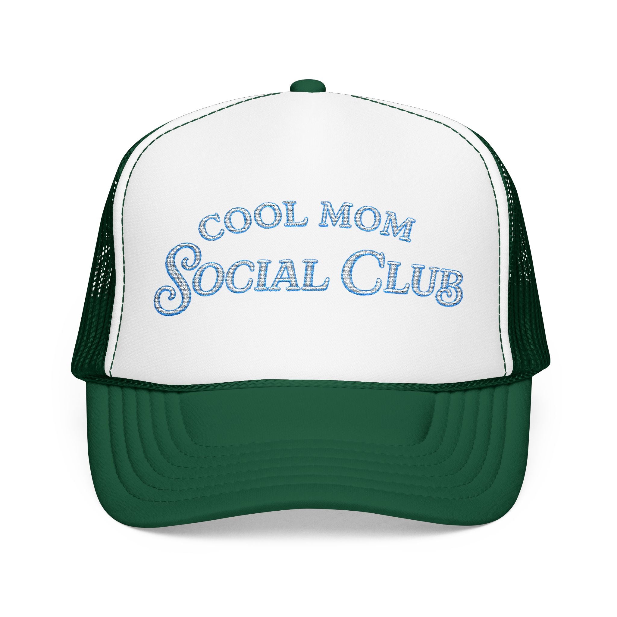 Cool Mom Social Club Trucker Hat — Embroidered Foam Mesh Cap for Stylish Moms