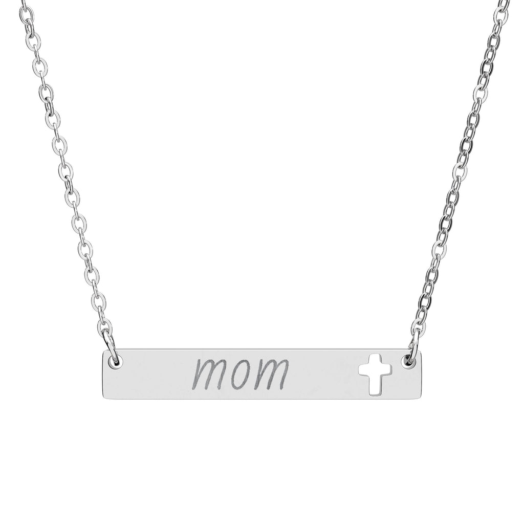 Custom Engravable Cutout Cross Bar Necklace — Personalized Jewelry