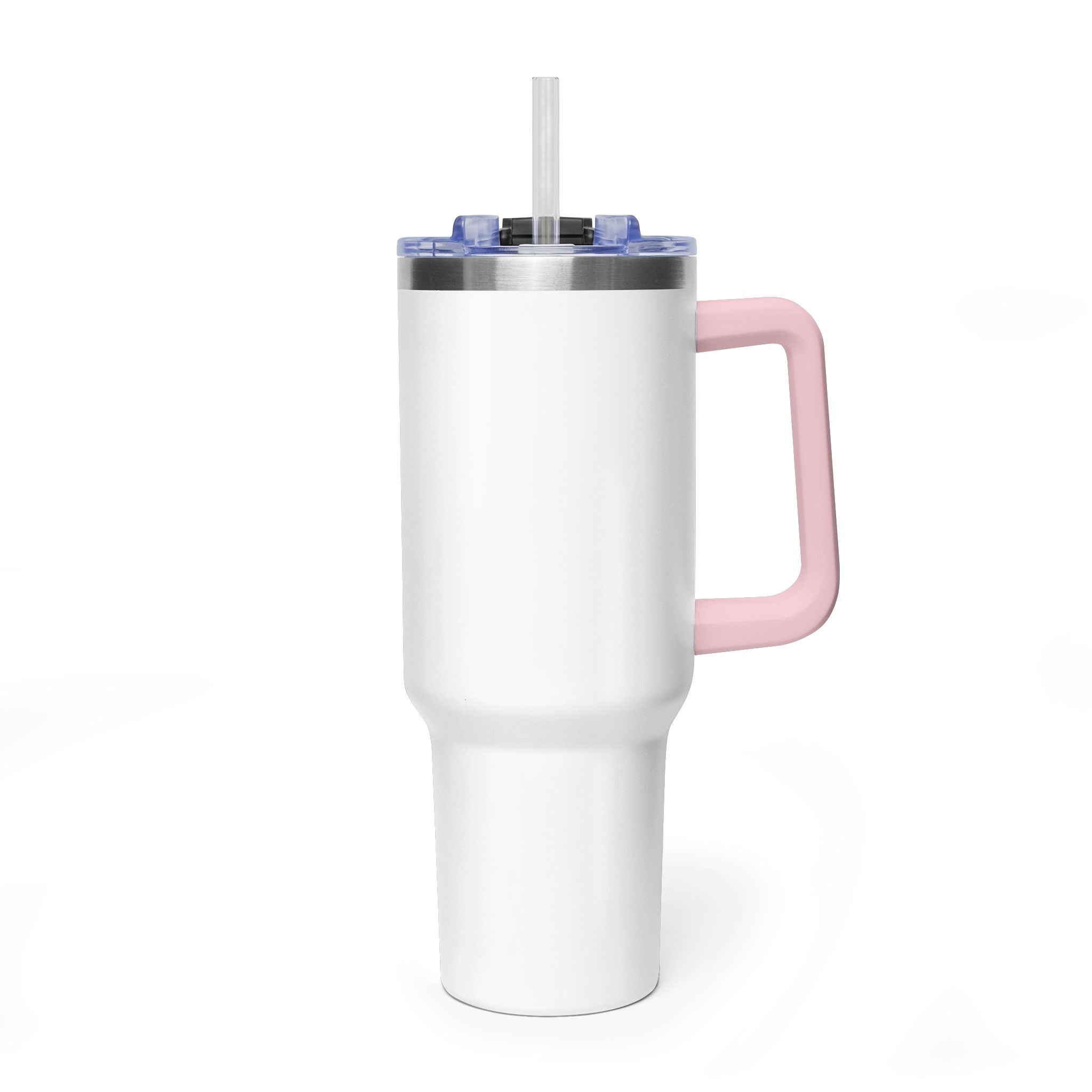Custom 40oz Vacuum Tumbler – White Tumbler with colorful handle