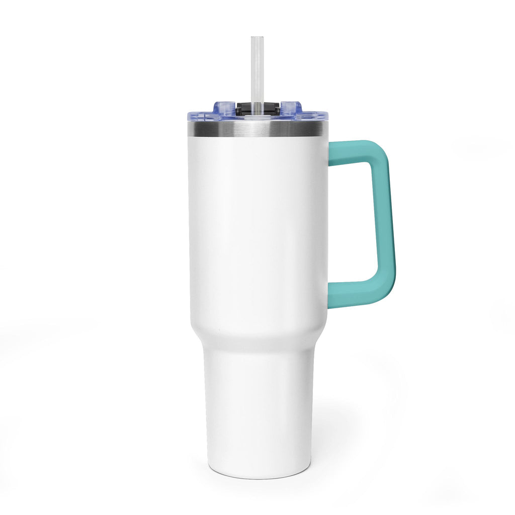 Custom 40oz Vacuum Tumbler – White Tumbler with colorful handle