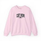 Cat Mom Crewneck Sweatshirt — Vintage Script Cat Face Graphic
