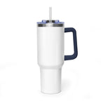 Custom 40oz Vacuum Tumbler – White Tumbler with colorful handle