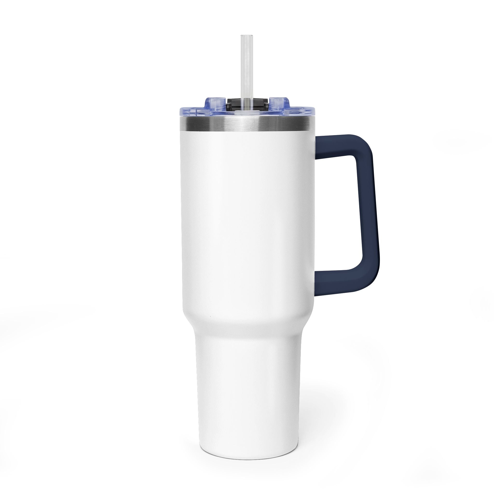 Custom 40oz Vacuum Tumbler – White Tumbler with colorful handle