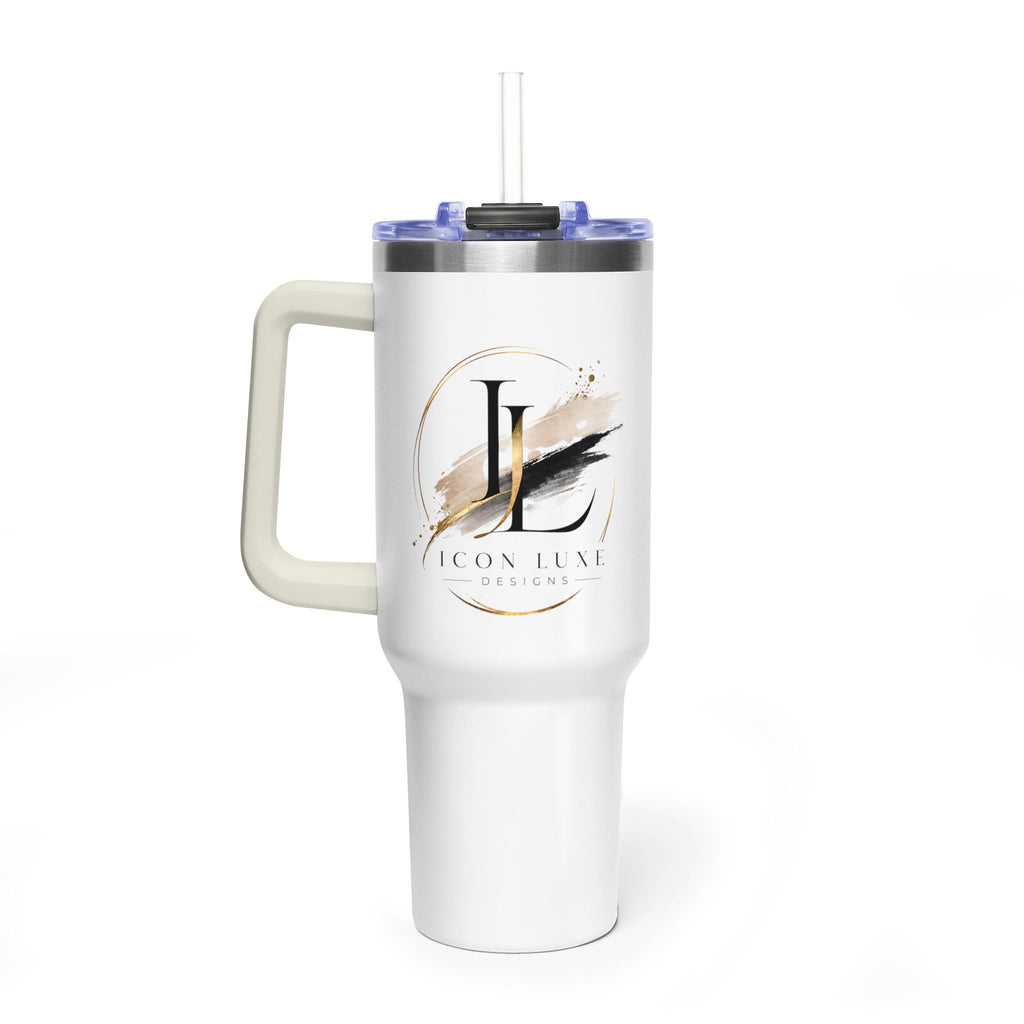 Custom 40oz Vacuum Tumbler – White Tumbler with colorful handle