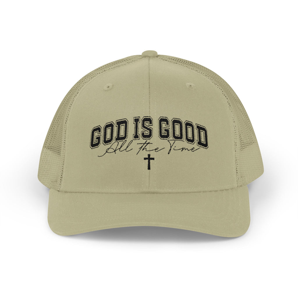 God Is Good Trucker Cap – Faith-Based Snapback Hat with Cross