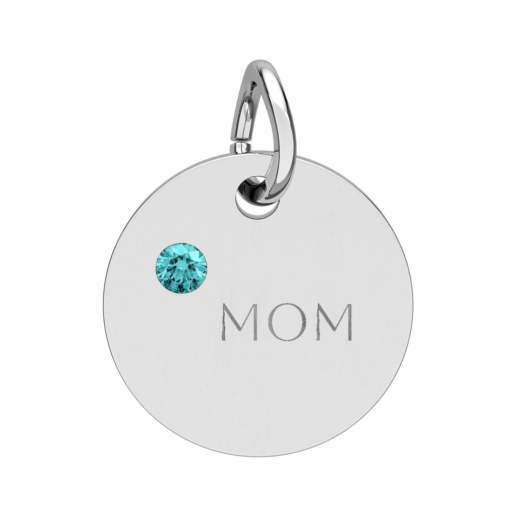 Custom Engraved Birthstone Circle Charm