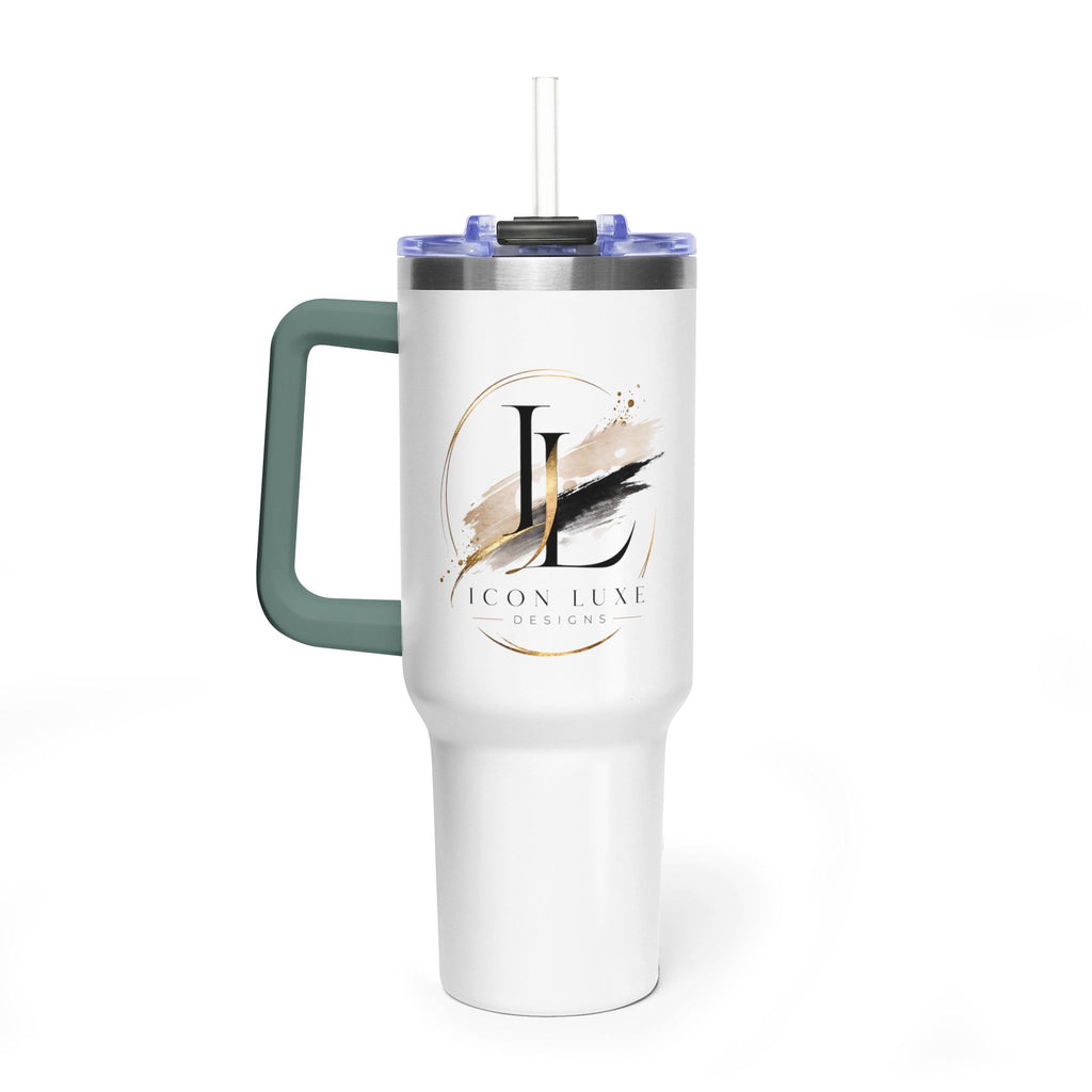Custom 40oz Vacuum Tumbler – White Tumbler with colorful handle
