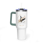 Custom 40oz Vacuum Tumbler – White Tumbler with colorful handle