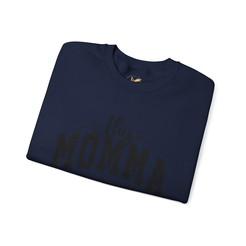 Customized Momma, Gigi, Grammy, Grandma, Mama, Mom, or Nana  Crewneck Sweatshirt – “This ….. Wears Her Heart on Her Sleeve” Cozy Pullover